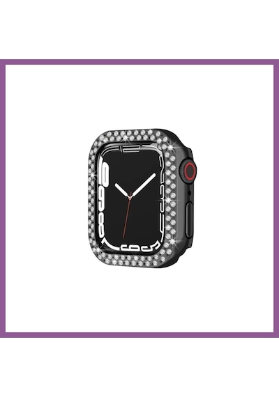 Bezos Watch 42mm Uyumlu Taşlı Kasa - Siyah Rengaren