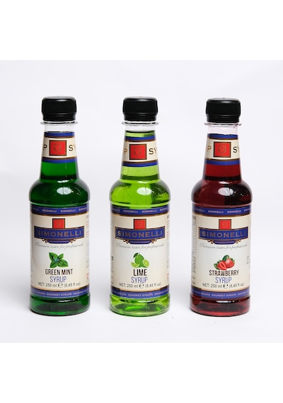 Simonelli 3'lü Şurup Seti Lime + Çilek + Nane Kahve Ve Kokteyl Şurubu 3x250ml Diğer