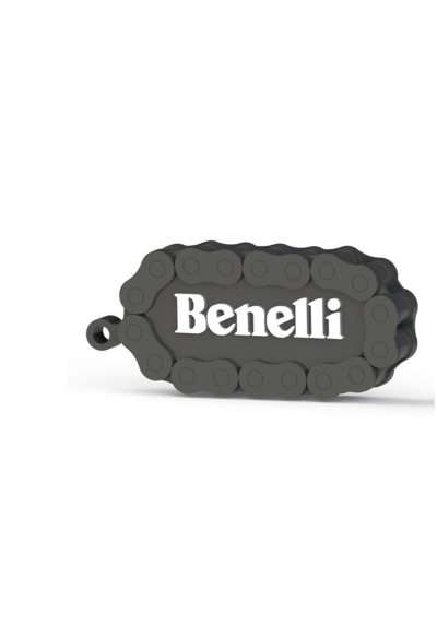 Benelli Logolu Özel Tasarım Zincir Detaylı Motosiklet Anahtarlığı Siyah