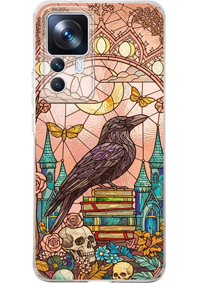 Printify Xiaomi Mi 12t İle Uyumlu Vitray Bilge Kuzgun Tasarımlı Şeffaf Silikon Kılıf Şeffaf