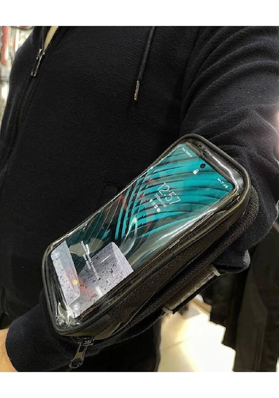 Motosiklet Kola Takılan Telefon Tutucu Kol Telefon Tutucu Su Geçirmez 6.7" Dayanıklı Siyah