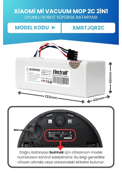 Xiaomi Mi Vacuum Mop 2c 2in1 Uyumlu Batarya 5200mah