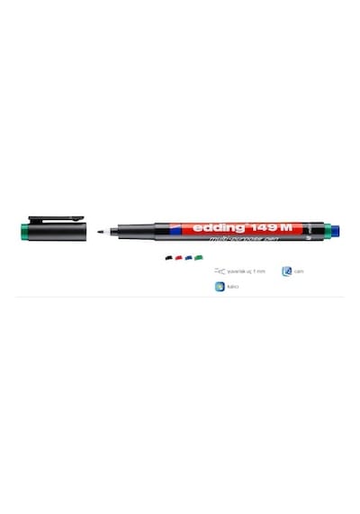 Edding 149 M Asetat Kalemi Silgili 10'lu Kutu Mavi
