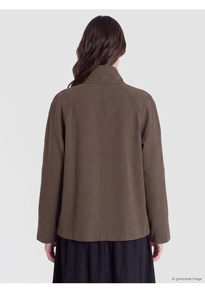 Lcw Modest Kahverengi Dik Yaka Ekose Oversize Kadın Trençkot