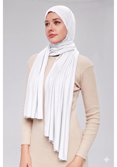 Sonbaharmoda Kadın Tesettür Luxury Penye Şal Kaymaz, Yumuşak, Dört Mevsim Kullanım Şal Kahverengi Beyaz