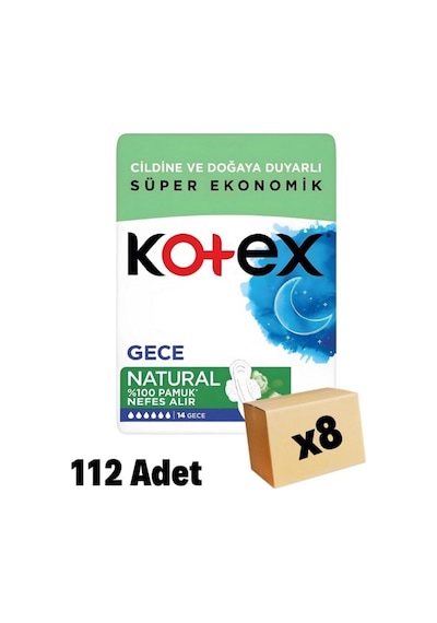 Kotex Natural Gece Hijyenik Ped 8 x 14'lü
