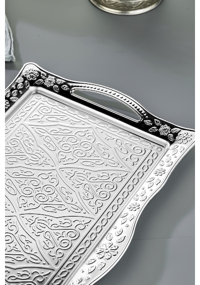 Cooker Sedef Metal Dikdörtgen Sunum Tepsisi 42 Cm Ckr4746 Gümüş
