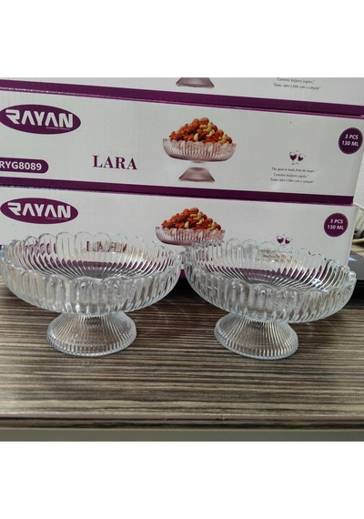 Rayan Lara 3 Lü Çerez Sunum Sabit Ayaklı Set 130 Cc Hacim 11 Cm Ağız Genişliği 6 Cm Boy. 6 Cm Ayak T