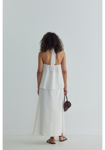 Suud Collection Beyaz Serena Kloş Etek