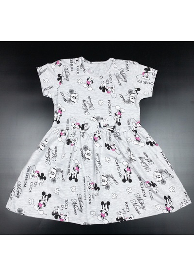 Momikon Mickey Mouse Desenli Elbise Gri