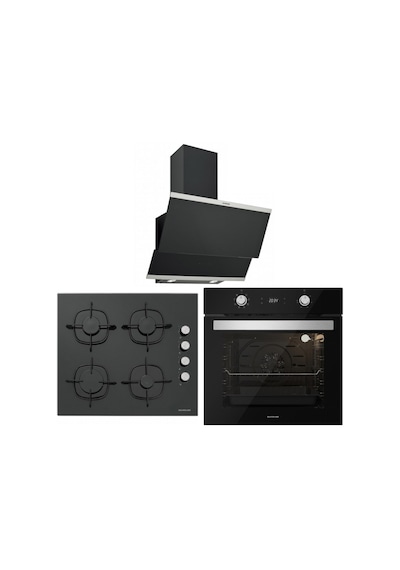 Silverline BO6504B01 - CS5335B01 - 3420 Classy 60 Siyah Cam Ankastre Set