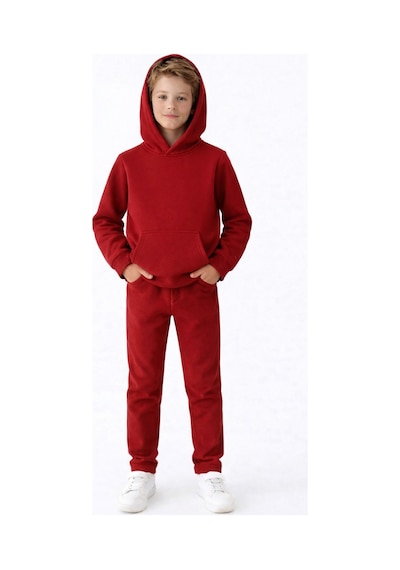 Esila Kids Çocuk Eşofman Takımı Kapüşonlu 3 İp 5-10 Yaş Bordo