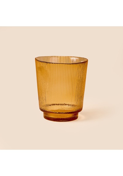 Deco Çizgili Bardak Mumluk - Amber - 11 Cm Çok Renkli