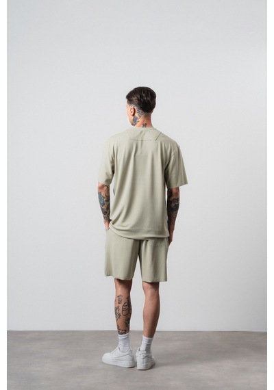 Erkek Far From Basic Baskılı Regular Fit T-shirt Şort Takım Yeşil