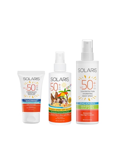 Solaris Günlük Nemlendirici Yüz Güneş Kremi SPF50+ 50 ML + Nemlendirici Çocuk Güneş Spreyi SPF ML + Güneş Güneş Kremleri