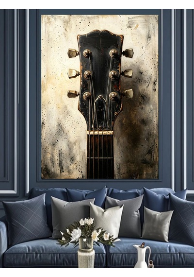 Eski Bir Gitarın Yakın Planı Dekoratif Kanvas - Mdf Ahşap Tablo