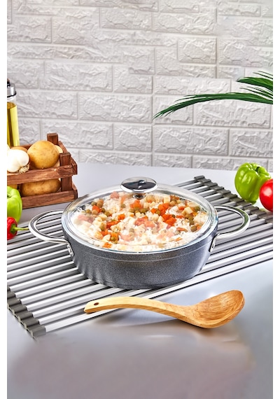 Polochef Galaksi Granit Pilav Ve Karnıyarık Basık Tencere 24 Cm Siyah Siyah