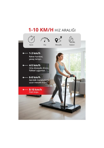 T-228 Katlanabilir Yürüyüş Ve Koşu Bandı / Bluetooth Ve Hoparlör/2hp Motor/10 Km Hız/uzaktan Kumanda
