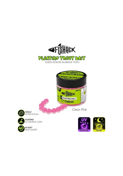 Yüzen Silikon Alabalık Topu - Fishack Eggx - 40 Adet - Peynir Kokulu - Renk Pembe