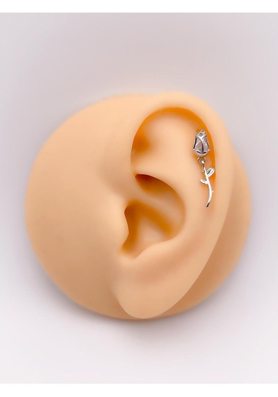 Lexroo Taşlı Gül Figürlü Kıkırdak Helix Tragus Piercing 1adet Çok Renkli