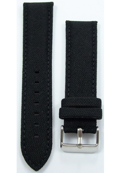 Bizon Siyah Kumaş Saat Kordonu 24Mm Dokuma Spor Perlon Kayış