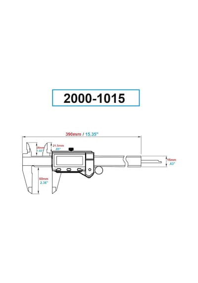 Dasqua 2000-1015 300Mm Mavi Lcd Ekran Dijital Kumpas Ip54 Korum