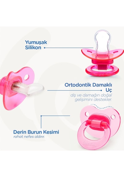 Wee Baby Akide Damaklı Silikon Emzik 18+ Ay Pembe