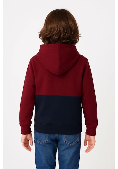 Erkek Çocuk Kapüşonlu Kanguru Cepli Parçalı Sweatshirt - Renkli Çok Renkli