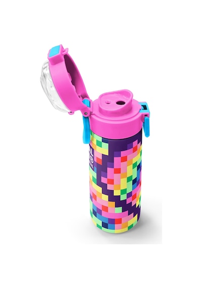 Coral High Kids Çok Renkli Piksel Kalp Desenli Pipetli Ve Direkt İçim Çelik Termos 500 Ml 38108 Çok Renkli