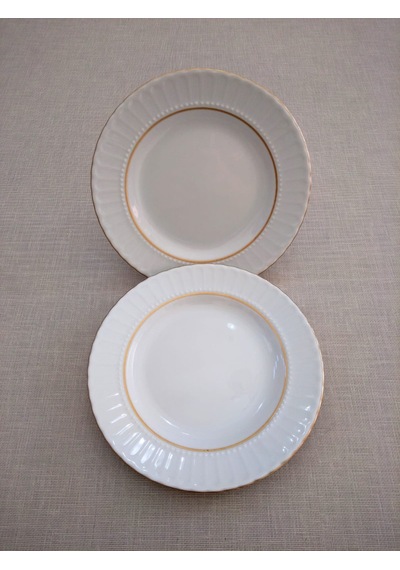 Kütahya Porselen Pasta Tabağı 17 Cm Yaldızlı Gold 12 Adet