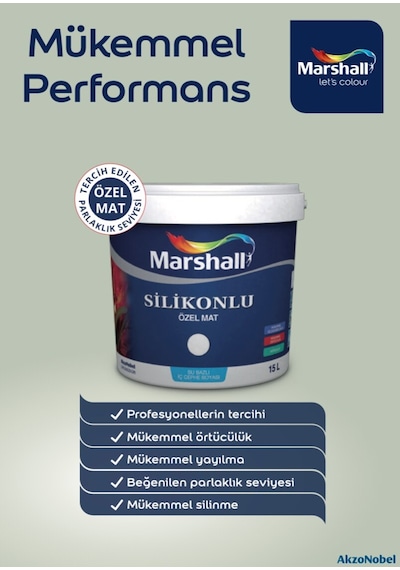 Marshall Silikonlu Özel Mat 15 Lt - Geniş Renk Seçeneği Marshall Silikonlu Özel Mat 15 Lt - Geniş Renk Seçeneği