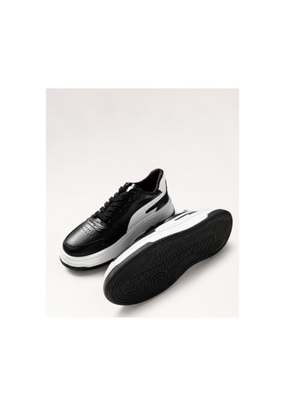 Yalçın Erkek Siyah Beyaz Sneaker Kalın Taban Ortopedik Günlük Spor Ayakkabı Siyah - 880226965 Siyah