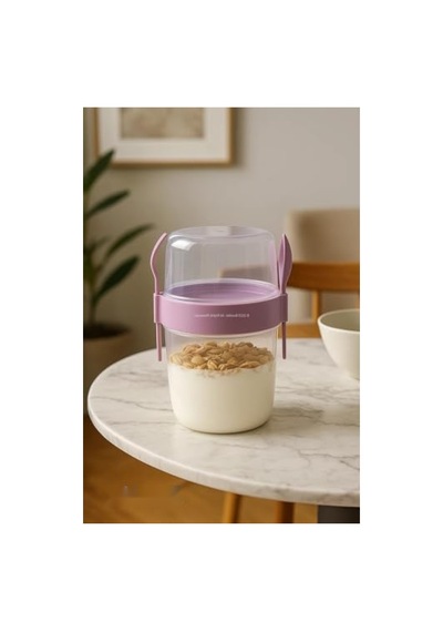 Taşınabilir Sızdırmaz Yoğurt Ve Granola Kabı, 1100 Ml, Pratik Tasarım, Kaşıklı 0