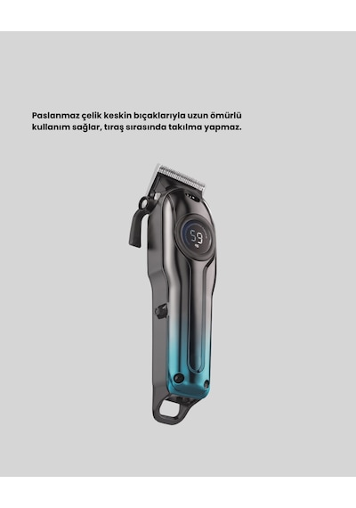 Profesyonel Saç Kesme Makinesi 2000 Mah Şarjlı Lcd Ekranlı 1 - 2 Saat