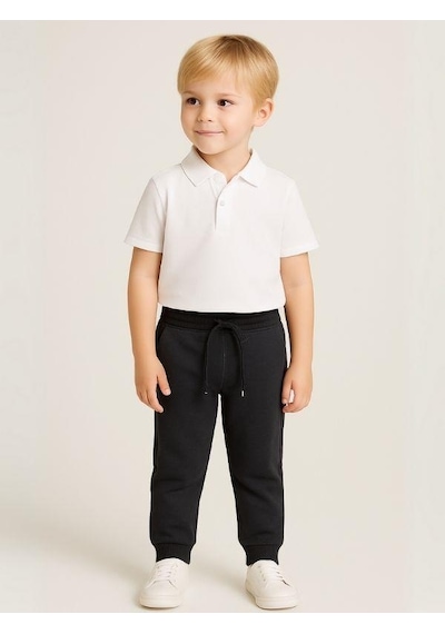 Zekids Çocuk Beli Paçası Lastikli Yumuşak Dokulu Okul Eşofman Altı-16088 Füme