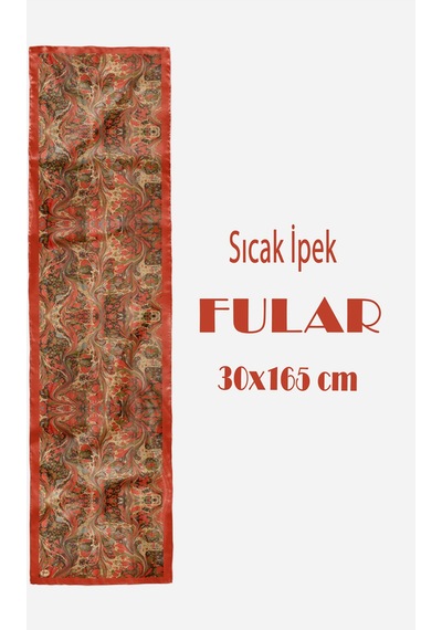 Sıcak İpek Desen Şık & Zarif Kadın Aksesuarı Saten Fular 30x165cm Çok Renkli