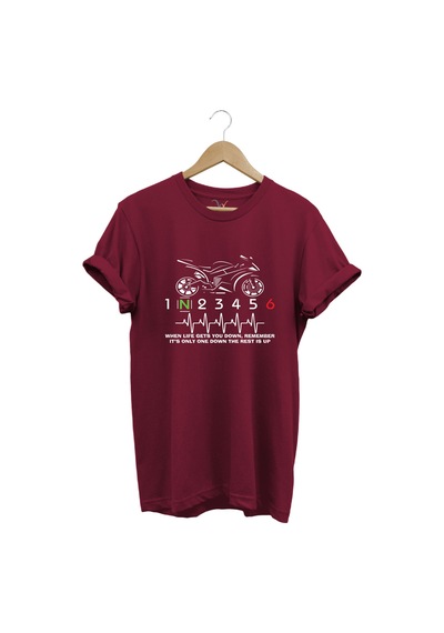 Hearth Beat Pulse Racing Motor Baskılı Tshirt Bordo