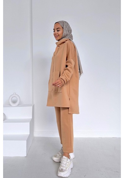 Kahijab Kanguru Cep Scuba Takım - Camel