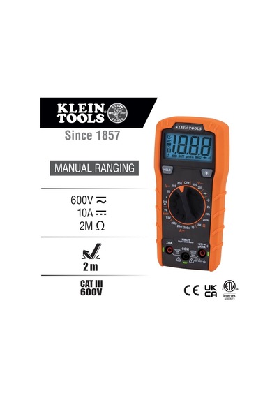 Klein Tools Mm325 Multimetre, Dijital Manuel Değişen 600v Ac/dc Gerilim Test Cihazı, Pilleri, Akımı