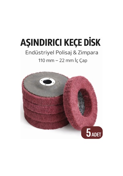 Senbang Aşındırıcı Keçe Disk 110 Mm 22 Mm İç Çap Endüstriyel Polisaj Ve Zımpara Diski 5 Adet