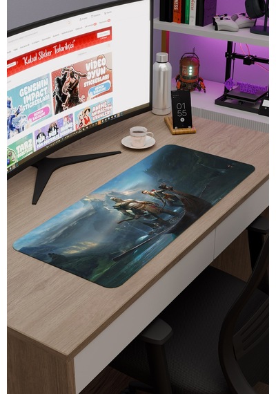 God Of War Kaymaz Dikişli Kauçuk Oyuncu Mousepad V3 - 70x30 Xl Gaming Mouse Pad Fare Altlığı