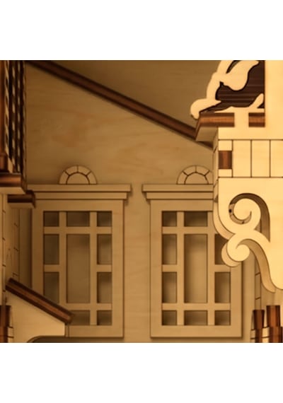 French Yard Diorama Book Nook Ahşap Maket Seti Dıy Miniatür Kedili Fransız Avlusu Peri Led'li Kitaplık Dekoru