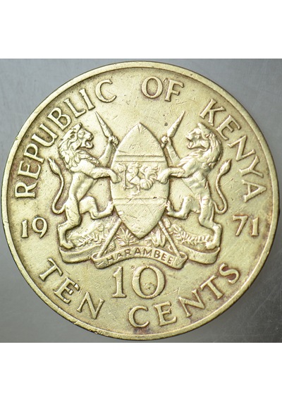 Kenya 10 Cent 1971 Kenyatta Dönemi 30,8 Mm.