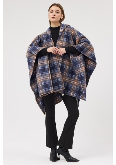 Buly Cozy Soul Kapüşonlu Panço Winter Grid