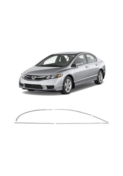 Honda Civic 2006 Tam Tur Paslnamaz Krom Cam Çerçeve Çıtası Seti 4