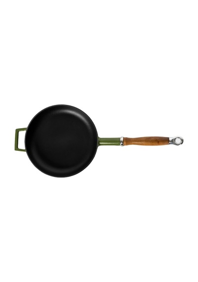 Döküm Kızartma Tavası Çap Ø 28cm. Ahşap Saplı Glaze Yeşil Diğer