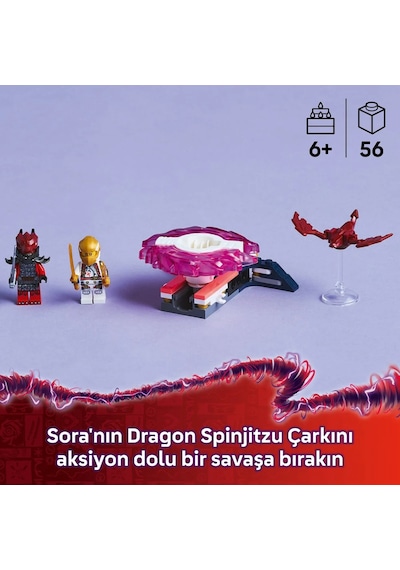 LEGO® NINJAGO® Sora’nın Ejderha Spinjitzu Topacı 71824 - 6 Yaş ve Üzeri Çocuklar için 2 Ninja Minifigürü İçeren Oyuncak Yapım Seti (56P)