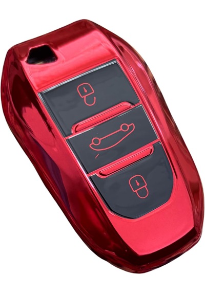 Autohan Keys Peugeot 208, 308, 508, 2008, 3008, 5008, Rifter İle Uyumlu Akıllı Anahtar Koruma Kılıfı, Kırmızı