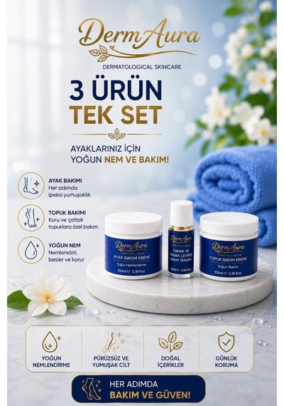 Premium Ayak Bakım Seti Ayak Ve Topuk Bakım Kremi + Topuk Bakım Kremi + Tırnak Ve Tırnak Çevresi Bakım Serumu