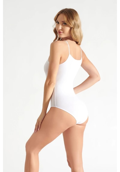 Hepsine Rakip Kadın İp Askılı Battal Çıt Çıtlı Body Atlet Büyük Beden Beyaz
